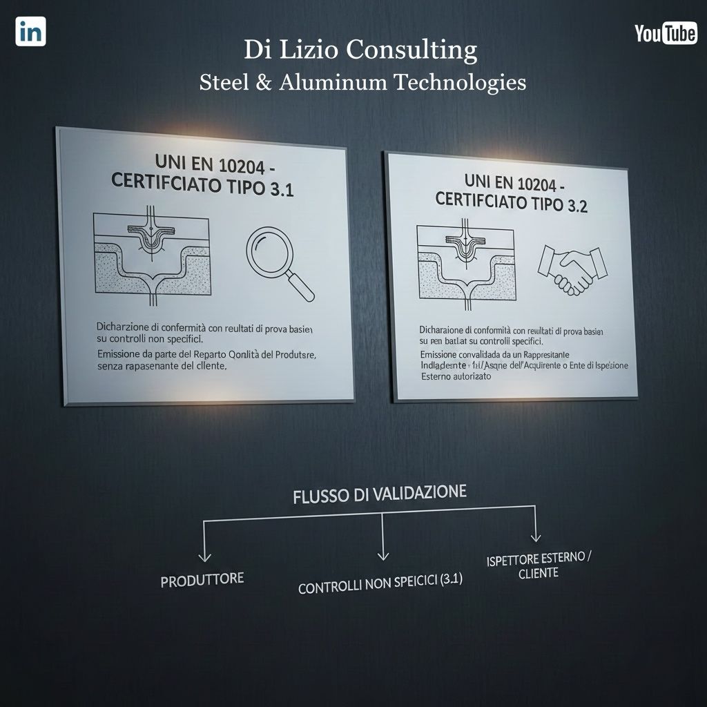 Differenza tra certificato 3.1 e 3.2 secondo la norma UNI EN 10204